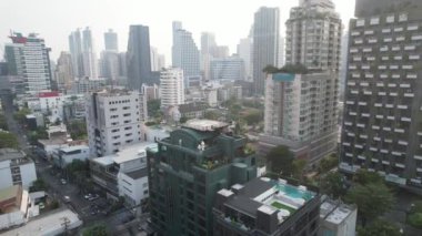 Bangkok, Tayland, Asya 'nın güneydoğusundaki Watthana bölgesinin hava manzarası