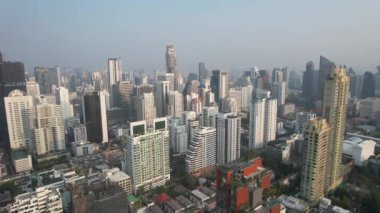 Bangkok, Tayland, Asya 'nın güneydoğusundaki Watthana bölgesinin hava manzarası