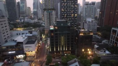 Bangkok, Tayland, Asya 'nın güneydoğusundaki Watthana bölgesinin hava manzarası