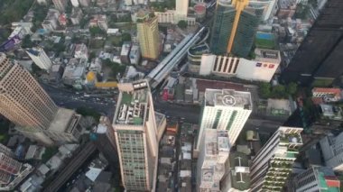 Bangkok, Tayland, Asya 'nın güneydoğusundaki Watthana bölgesinin hava manzarası