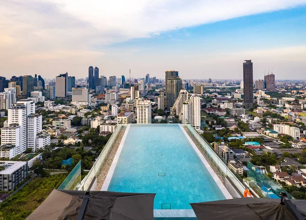 Vista Aérea Del Área Sukhumvit Watthana Bangkok Tailandia Sureste Asiático — Foto de Stock