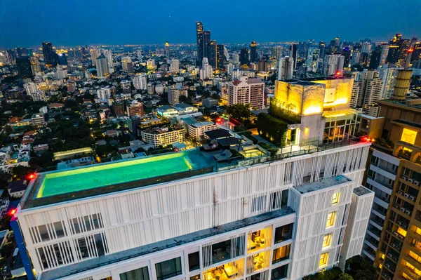 Luchtfoto Van Sukhumvit Gebied Watthana Bangkok Thailand Zuidoost Azië — Stockfoto