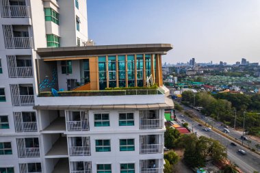 Pattaya Naklua 'daki Sukhumvit Yolu' nun havadan görünüşü Bang Lamung Bölgesi, Chon Buri, Tayland. Yüksek kalite fotoğraf