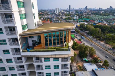 Pattaya Naklua 'daki Sukhumvit Yolu' nun havadan görünüşü Bang Lamung Bölgesi, Chon Buri, Tayland. Yüksek kalite fotoğraf