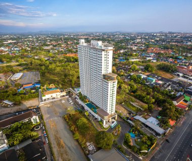 Pattaya Naklua 'daki Sukhumvit Yolu' nun havadan görünüşü Bang Lamung Bölgesi, Chon Buri, Tayland. Yüksek kalite fotoğraf