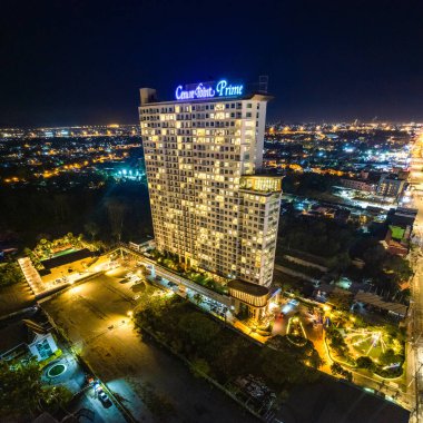 Pattaya Naklua 'daki Sukhumvit Yolu' nun havadan görünüşü Bang Lamung Bölgesi, Chon Buri, Tayland. Yüksek kalite fotoğraf