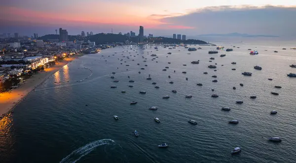 stock image Aerial view of Central Pattaya beach in Chonburi, Thailand, south east asia