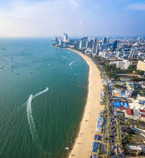 Flygfoto Över Centrala Pattaya Stranden Chonburi Thailand Sydostasien — Stockfoto
