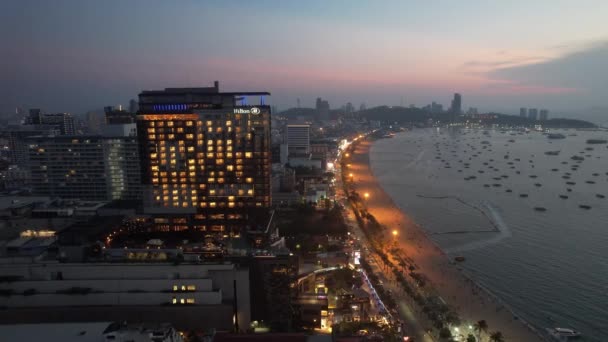 Vue Aérienne Plage Centrale Pattaya Chonburi Thaïlande Asie Sud Est — Video