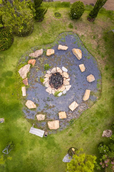 stock image Aerial view of a glamping or camping area with tents in Khao Yai, Nakhon Ratchasima, Thailand, south east asia