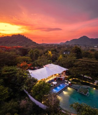 Khao Yai, Nakhon Ratchasima, Tayland, Güney Doğu Asya 'da lüks manzarası.