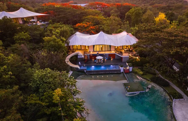 stock image Aerial view of a luxury glamping in Khao Yai, Nakhon Ratchasima, Thailand, south east asia