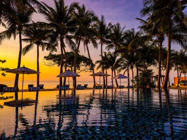 Hua Hin 'de sahil gündoğumu, Prachuap Khiri Khan, Tayland. Yüksek kalite fotoğraf
