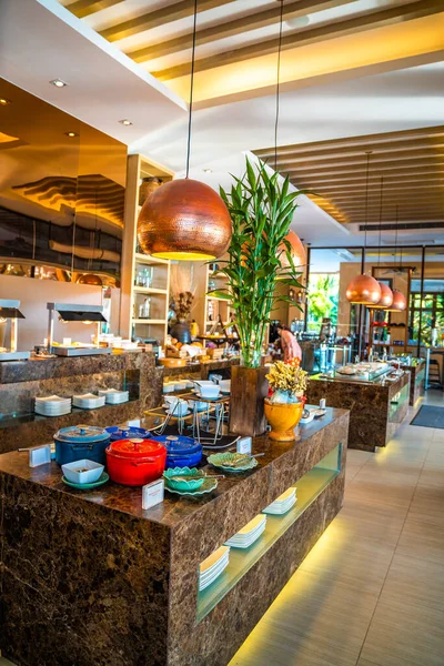 stock image Breakfast with chocolate fountain at a resort in Hua Hin, Thailand. High quality photo