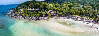 Sairee Sahili 'nin havadan görüntüsü ya da Tayland, Tayland, Koh Tao' daki Sai Ri Sahili, Güney Asya