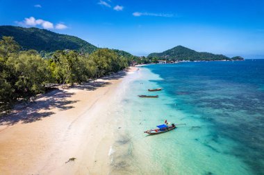 Sairee Sahili 'nin havadan görüntüsü ya da Tayland, Tayland, Koh Tao' daki Sai Ri Sahili, Güney Asya