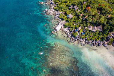 Sairee Sahili 'nin havadan görüntüsü ya da Tayland, Tayland, Koh Tao' daki Sai Ri Sahili, Güney Asya