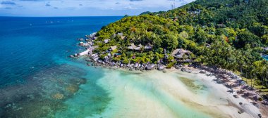 Sairee Sahili 'nin havadan görüntüsü ya da Tayland, Tayland, Koh Tao' daki Sai Ri Sahili, Güney Asya