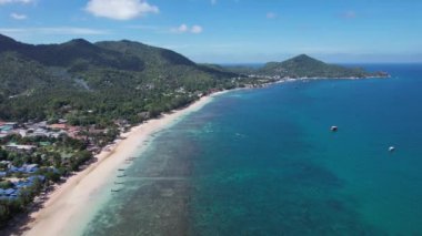 Sairee Sahili 'nin havadan görüntüsü ya da Tayland, Tayland, Koh Tao' daki Sai Ri Sahili, Güney Asya
