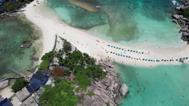 Vista Aérea Isla Koh Nang Yuan Koh Tao Tailandia Sureste — Vídeo de stock