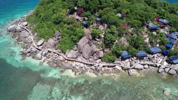 Vista Aérea Isla Koh Nang Yuan Koh Tao Tailandia Sureste — Vídeo de stock