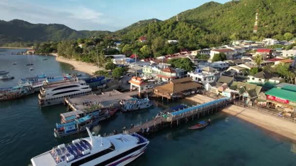 Mae Haad Sahili Nin Havadan Görüntüsü Koh Tao Tayland Güney — Stok video