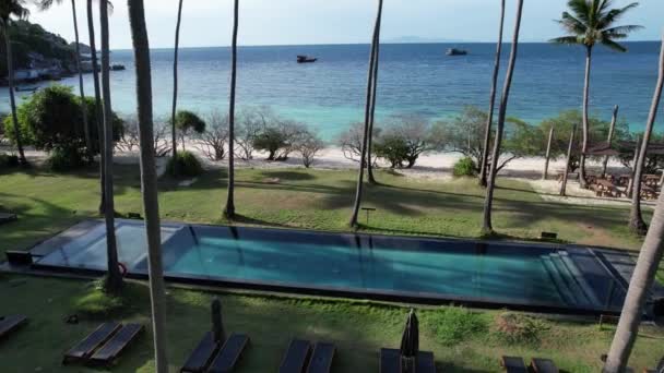 Вид Повітря Пляж Хаад Тяньцзінь Курорт Затоці Акула Таїланд Південно — стокове відео