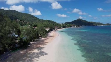 Sairee Sahili 'nin havadan görüntüsü ya da Tayland, Tayland, Koh Tao' daki Sai Ri Sahili, Güney Asya