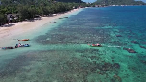 Pemandangan Udara Pantai Sairee Atau Pantai Sai Koh Tao Thailand — Stok Video