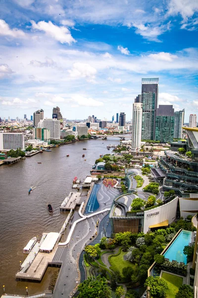 Вид Воздуха Торговый Центр Icon Siam Реке Chao Phraya Khlong — стоковое фото