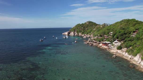 Vista Aérea Haad Tien Beach Bahía Tiburones Koh Tao Tailandia — Vídeo de stock