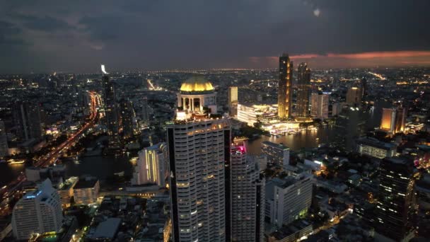 Légi Kilátás Szathorn Saphan Taksin Kerületek Bangkok Thaiföld Délkelet Ázsia — Stock videók