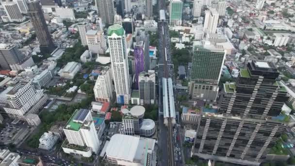 Aerial View Sathorn Saphan Taksin Districts Bangkok Thailand South East — Stock Video