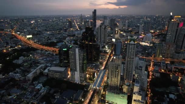 Aerial View Sathorn Saphan Taksin Districts Bangkok Thailand South East — Stock Video