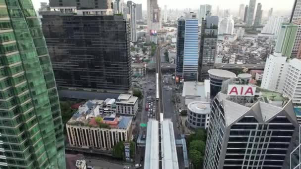 Widok Lotu Ptaka Dzielnice Sathorn Saphan Taksin Bangkoku Tajlandii Azji — Wideo stockowe