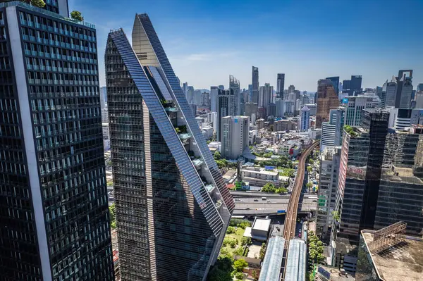 Вид Воздуха Ploenchit Дороги Центре Бангкока Финансовый Район Бизнес Центр — стоковое фото