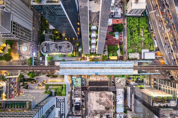 Αεροφωτογραφία Του Δρόμου Ploenchit Στο Κέντρο Της Μπανγκόκ Οικονομική Περιοχή — Φωτογραφία Αρχείου