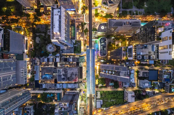 Aerial View Ploenchit Road Night Bangkok Downtown Financial District Business — Stock Photo, Image