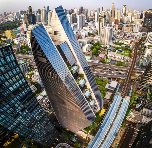 Aerial View Ploenchit Road Bangkok Downtown Financial District Business Center — Stock Photo, Image
