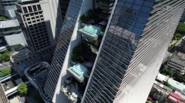 Bangkok şehir merkezindeki Ploenchit yolunun havadan görünüşü, finans bölgesi ve iş merkezi, Tayland, Güney Doğu Asya