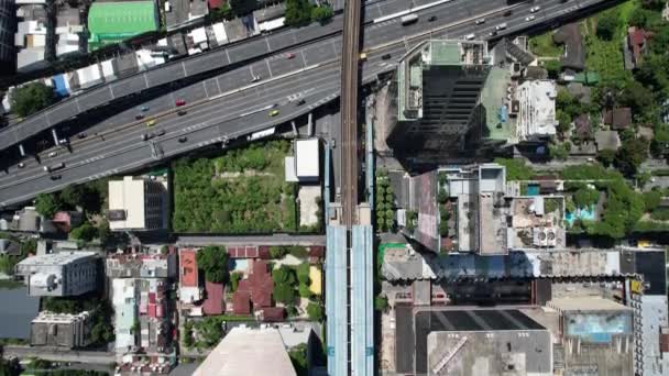 Vedere Aeriană Drumului Ploenchit Din Centrul Orașului Bangkok Districtul Financiar — Videoclip de stoc