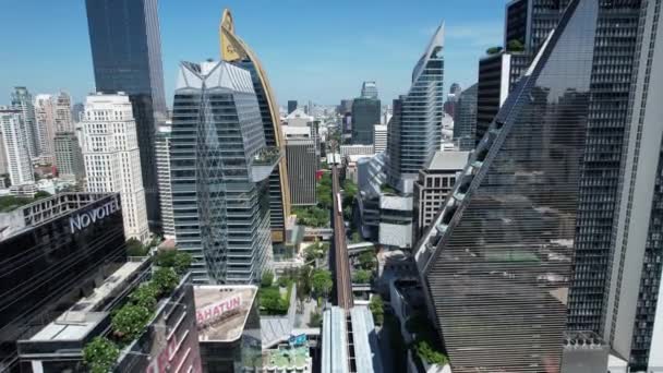 Vista Aérea Carretera Ploenchit Bangkok Centro Distrito Financiero Centro Negocios — Vídeo de stock