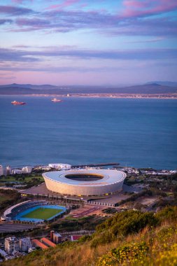 Sinyal Tepesi gün batımı manzarası. Güney Afrika, Batı Burnu 'ndaki Cape Town' da. Yüksek kalite fotoğraf