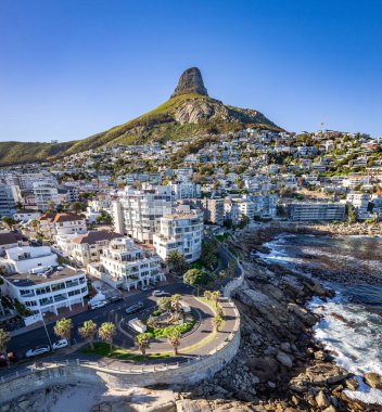 Cape Town 'daki Sea Point Hava Görüntüsü, Batı Cape, Güney Afrika, Afrika
