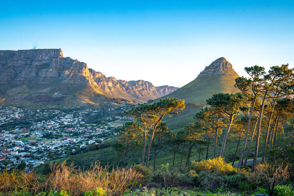 Signal Hill sunset viewpoint over Cape Town in Western Cape, South Africa. High quality photo
