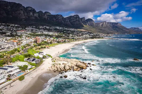 stock image Aerial View of Camps bay in Cape Town, Western Cape, South Africa, Africa