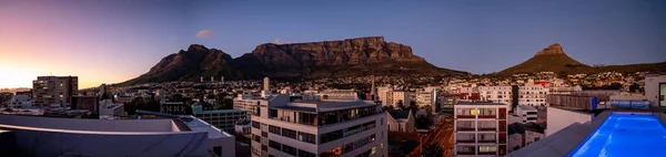 Luchtfoto Van Kaapstad Centrum Bij Zonsondergang West Kaap Zuid Afrika — Stockfoto
