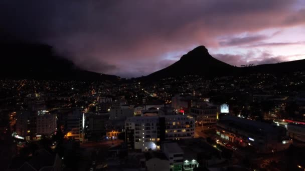 Letecký Pohled Centrum Kapského Města Noci Západní Kapsku Jižní Africe — Stock video