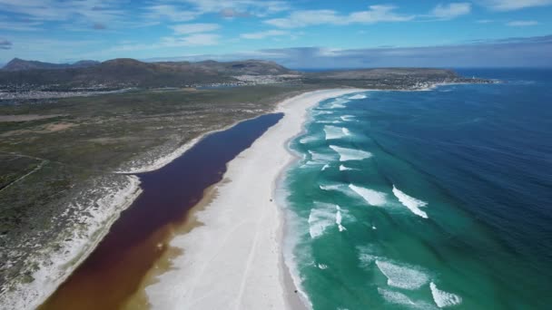 Pemandangan Udara Noordhoek Long Beach Cape Town Afrika Selatan Afrika — Stok Video