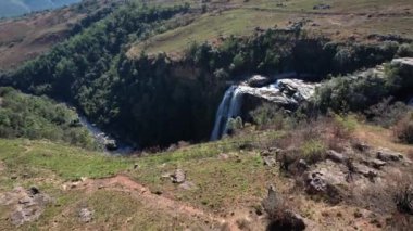 Graskop, Mpumalanga, Güney Afrika, Afrika 'daki Lizbon Şelaleleri' nin havadan görüntüsü